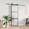 Porte coulissante kit quincaillerie noir 76x205 cm verre trempé 