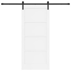 Porte Coulissante avec Kit de Matériel Blanche 86x198.5 cm en Bois de Pin Massif 