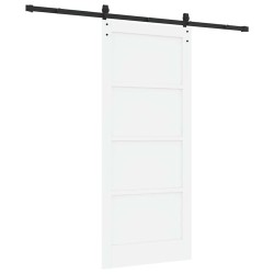 Porte Coulissante avec Kit de Matériel Blanche 86x198.5 cm en Bois de Pin Massif 