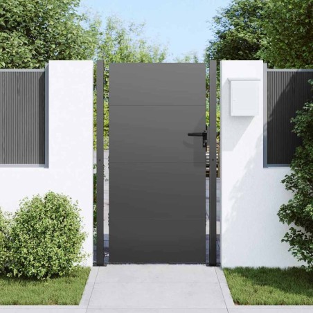 Porte de Jardin Noir 105 x 175 cm Acier peint par poudre 