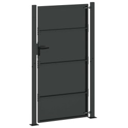 Porte de Jardin Noir 105 x 175 cm Acier peint par poudre 
