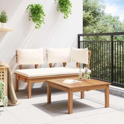 Ensemble de banc de jardin en bois massif Teck 