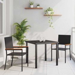 Ensemble de Salle à Manger de Jardin 3 Pièces Noir en Poly Rattan 