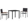 Ensemble de Salle à Manger de Jardin 3 Pièces Noir en Poly Rattan 