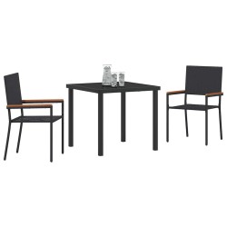 Ensemble de Salle à Manger de Jardin 3 Pièces Noir en Poly Rattan 