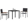 Ensemble de Salle à Manger de Jardin 3 Pièces Noir en Poly Rattan 