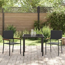 Ensemble de Salle à Manger de Jardin 3 Pièces Noir en Poly Rattan 