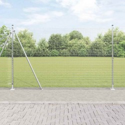 Clôture en fil soudé avec 13 poteaux flans 1,5x25 m en acier galvanisé 