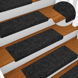 Tapis d'escalier autocollants 20 pièces 65 x 21 x 4 cm Noir Bord rectangulaire 