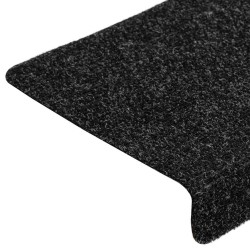 Tapis d'escalier autocollants 20 pièces 65 x 21 x 4 cm Noir Bord rectangulaire 