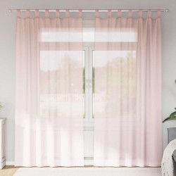 Rideaux en voile avec passe-tringles 2 pcs rose clair 
