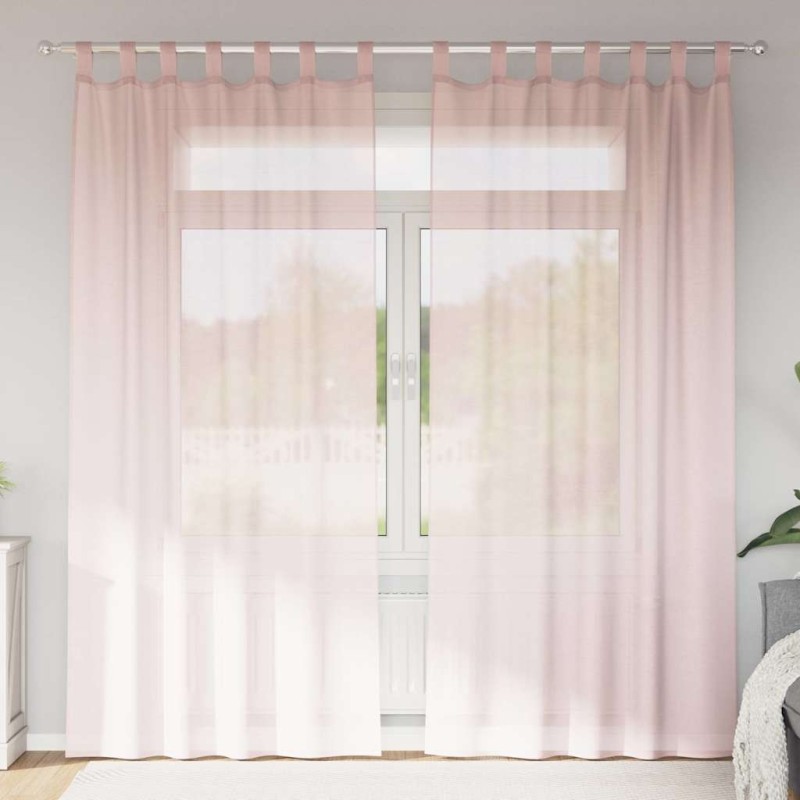 Rideaux en voile avec passe-tringles 2 pcs rose clair 