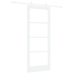 Porte Coulissante avec Kit de Matériel Blanc 83x202 cm en Bois Massif de Pin 