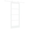 Porte Coulissante avec Kit de Matériel Blanc 83x202 cm en Bois Massif de Pin 
