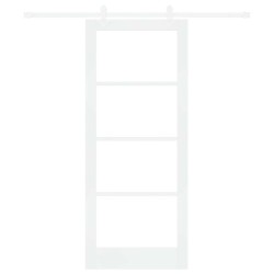 Porte Coulissante avec Kit de Matériel Blanc 83x202 cm en Bois Massif de Pin 