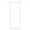 Porte Coulissante avec Kit de Matériel Blanc 83x202 cm en Bois Massif de Pin 