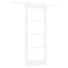 Porte Coulissante avec Kit de Matériel Blanc 83x202 cm en Bois Massif de Pin 