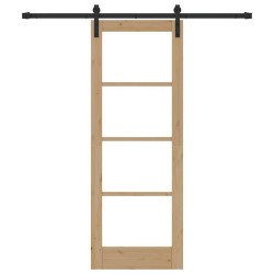 Porte coulissante avec quincaillerie 'ORKDAL'Bois massif & Verre 