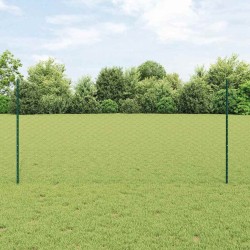 Poteaux de Clôture 11 pcs U-Channel Vert 120 cm Acier 
