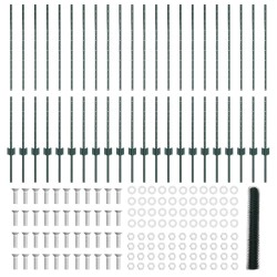 Poteaux de Clôture 11 pcs U-Channel Vert 120 cm Acier 