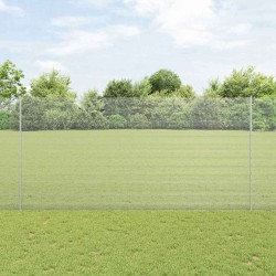 Clôture en fil soudé avec 22 poteaux U Argent 1.6x25 m Acier 