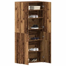 Cabinet à chaussures en bois vieilli 80x35,5x180 cm en bois d'ingénierie 