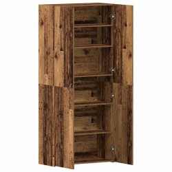 Cabinet à chaussures en bois vieilli 80x35,5x180 cm en bois d'ingénierie 