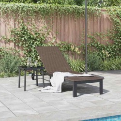 Chaise longue avec roues en poly rattan marron 