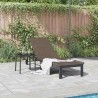 Chaise longue avec roues en poly rattan marron 