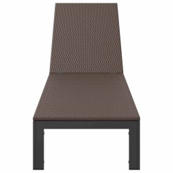 Chaise longue avec roues en poly rattan marron 