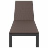Chaise longue avec roues en poly rattan marron 