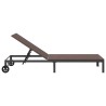 Chaise longue avec roues en poly rattan marron 