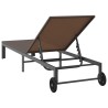 Chaise longue avec roues en poly rattan marron 