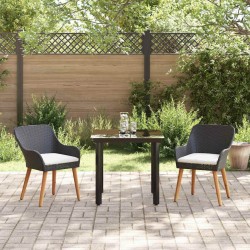 Ensemble de salle à manger de jardin 3 pièces en poly rotin noir 