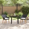 Ensemble de salle à manger de jardin 3 pièces en poly rotin noir 