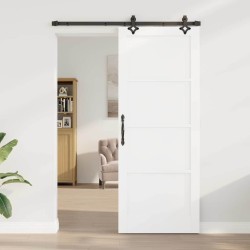 Porte coulissante avec quincaillerie 'ORKDAL'en bois massif de pin blanc 