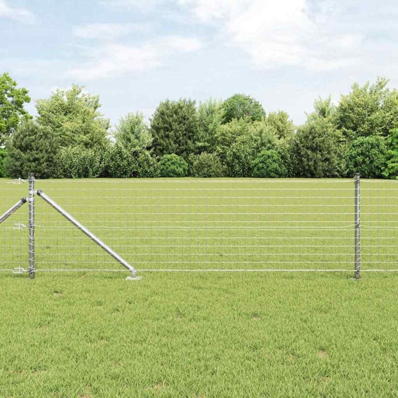 Poteaux de clôture avec pointe, 26 pcs, Ø32mm, 100 cm, en acier galvanisé 