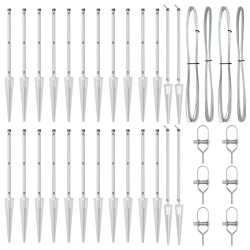 Poteaux de clôture avec pointe, 26 pcs, Ø32mm, 100 cm, en acier galvanisé 