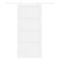 Porte coulissante avec matériel blanc 93x202 cm bois massif pin 