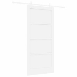 Porte coulissante avec matériel blanc 93x202 cm bois massif pin 