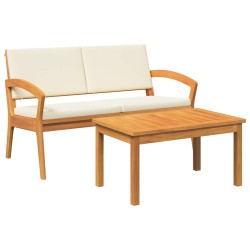 Ensemble Bistro 2 Pièces avec Coussins en Bois d'Acacia 