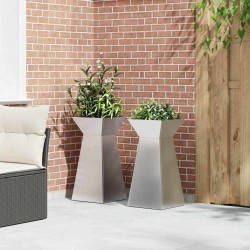 Jardinières pilier 2 pcs avec bol 35x35x73 cm en acier inoxydable. 
