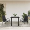 Ensemble à manger de jardin 3 pcs noir textilène et acier 