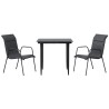 Ensemble à manger de jardin 3 pcs noir textilène et acier 