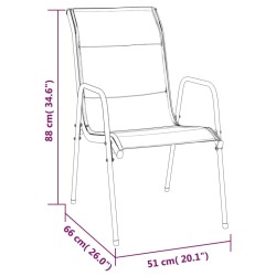 Ensemble à manger de jardin 3 pcs noir textilène et acier 