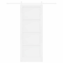Porte coulissante avec kit de quincaillerie blanche 83x211 cm bois massif pin 