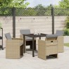 Ensemble de jardin 5 pièces avec coussins en rotin synthétique beige. 