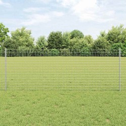 Clôture Euro avec 11 poteaux en U Argent 0,8x25 m Acier 