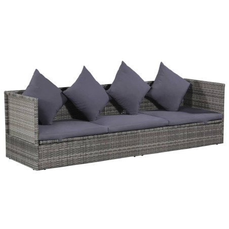 Lit de jardin Gris 200x60 cm Résine tressée 