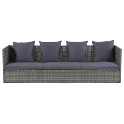Lit de jardin Gris 200x60 cm Résine tressée 